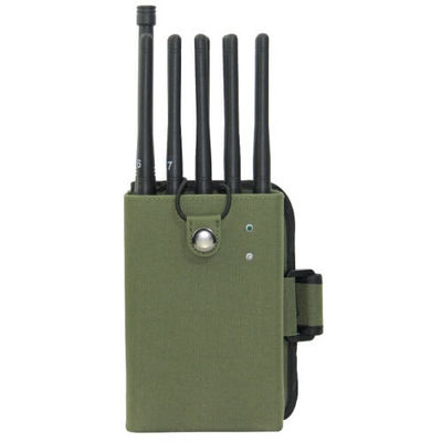 品質  Handheld 8 Bands Cellular Signal Jammer UHF VHF Lojack Blocker 3-5M Range 工場